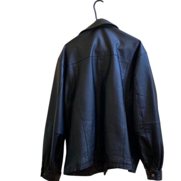 Mens 2X Mazzoni Black Genuine Leather Jacket With Quilted Polyester Lining Front - Picture 4 of 5